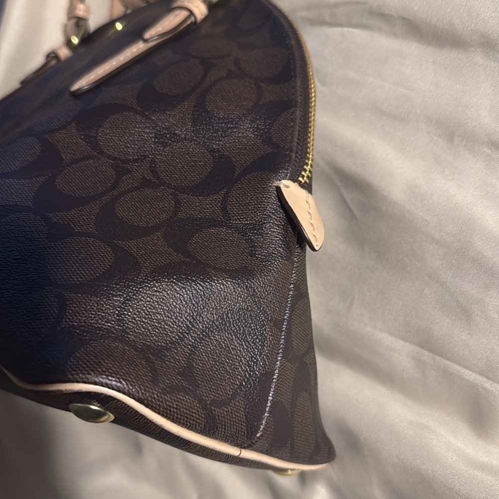 Coach Signature Handbag F26184 Brown Canvas Dome Satchel - Picture 9 of 11